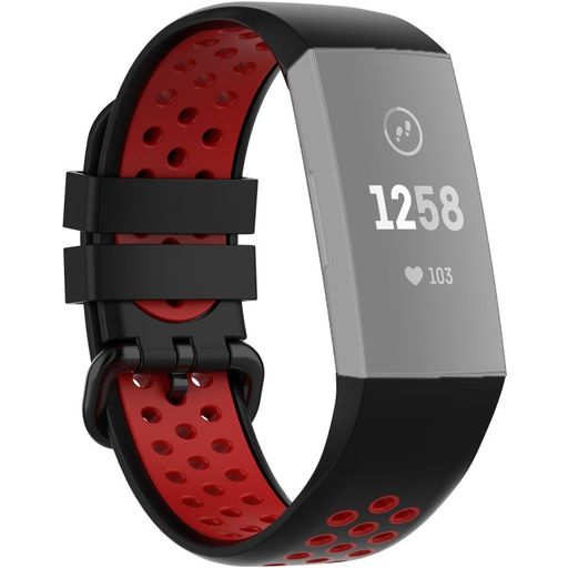Mobigear Sport Plus Buckle Bracelet Silicone Fitbit Charge 3 Fermeture boucle ardillon - Noir / Rouge