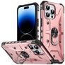 Mobigear Armor Ring Coque iPhone 14 Pro Max Coque arrière Rigide Anti-Chocs avec Anneau-Support - Rose doré