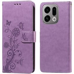 Mobigear Flowers Housse OPPO Find X9 Etui Porte-Monnaie - Violet