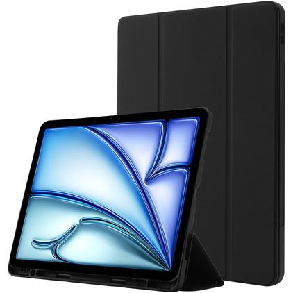 Mobigear Tri-Fold Gel Coque iPad Air 11 Pouces (2025) Etui en TPU,Similicuir + Porte-crayon - Noir