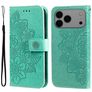 Mobigear Flowers Housse iPhone 17 Pro Max Etui Porte-Monnaie - Vert