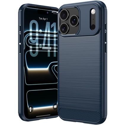 Mobigear Brushed Slim Coque iPhone 18 Pro Max Coque arrière en TPU Souple - Bleu