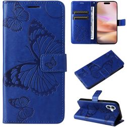 Mobigear Butterfly Housse iPhone 16 Plus Etui Porte-Monnaie - Bleu