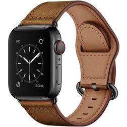 Mobigear Venezia Bracelet Cuir Apple Watch Fermeture boucle ardillon - 42/41/40/38 mm - Cognac