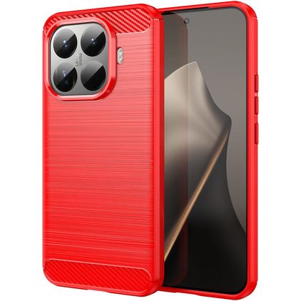 Mobigear Brushed Slim Coque Xiaomi 15T Pro Coque arrière en TPU Souple - Rouge