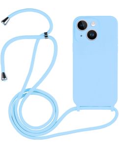 Mobigear Lanyard iPhone 15 Coque avec cordon en Silicone - Bleu