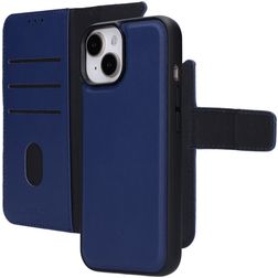 Mobiparts Housse iPhone 15 MagSafe Etui avec Coque Détachable en Cuir Véritable Porte-Monnaie - Bleu