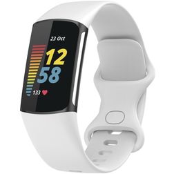 Mobigear Sport Dual Bracelet Silicone Fitbit Charge 5 Fermeture à clou et passant - Blanc