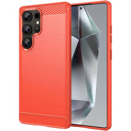 Mobigear Brushed Slim Coque Samsung Galaxy S25 Ultra Coque arrière en TPU Souple - Rouge
