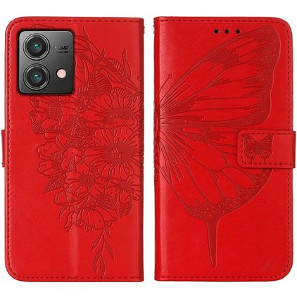 Mobigear Butterfly Housse Motorola Moto G84 Etui Porte-Monnaie - Rouge