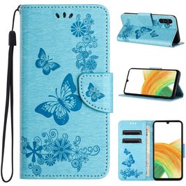 Mobigear Butterfly Housse Samsung Galaxy A35 Etui Porte-Monnaie - Bleu