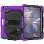 Mobigear SureGrip Xtreme Coque iPad Pro 11 Pouces (2024) Coque arrière en Plastique rigide,Silicone + Porte-crayon + Bandoulière + Support Amovible - Violet