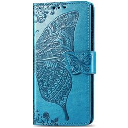 Mobigear Butterfly Housse Motorola One Action Etui Porte-Monnaie - Bleu