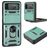 Mobigear Armor Ring Coque Samsung Galaxy Z Flip 3 Coque arrière Rigide Anti-Chocs avec Anneau-Support - Vert