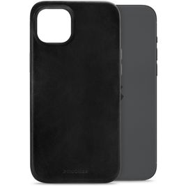 Mobilize Premium Coque iPhone 15 Plus MagSafe Coque arrière en Cuir Véritable - Noir