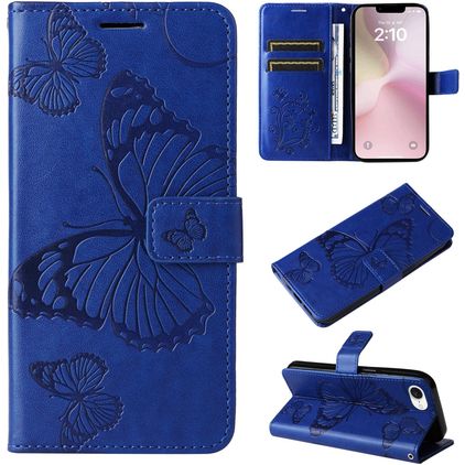 Mobigear Butterfly Housse iPhone 17e Etui Porte-Monnaie - Bleu