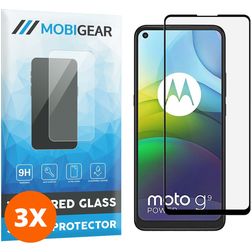 Mobigear Premium Motorola Moto G9 Power Verre trempé Protection d'écran - Compatible Coque - Noir (Lot de 3)