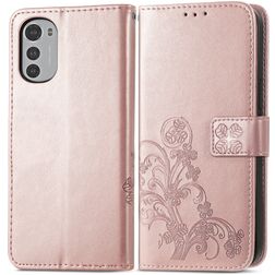 Mobigear Clover Housse Motorola Moto E32 Etui Porte-Monnaie - Rose doré
