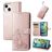 Mobigear Clover Housse iPhone 15 Etui Porte-Monnaie - Rose doré