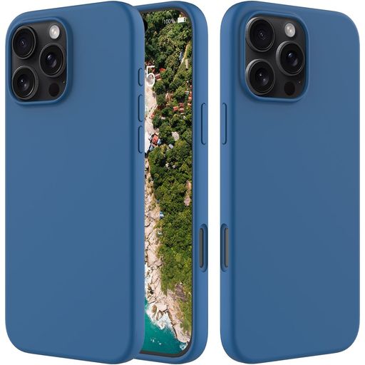 Mobigear Rubber Touch Coque iPhone 16 Pro Max Coque arrière en Silicone - Bleu