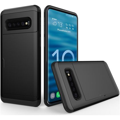 Mobigear Card Coque Samsung Galaxy S10 Coque arrière Rigide Anti-Chocs avec Porte-Cartes - Noir