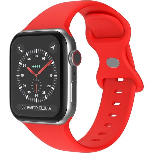 Mobigear Sport Dual Bracelet Silicone Apple Watch Fermeture à clou et passant - 42/41/40/38 mm - Rouge