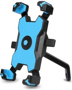 Mobigear PushHold Support Moto Rétroviseur Pince Universel - Bleu