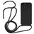 Mobigear Lanyard iPhone 14 Pro Max Coque avec cordon en Silicone - Noir