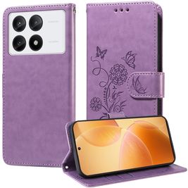 Mobigear Flowers Housse POCO X6 Pro Etui Porte-Monnaie - Violet