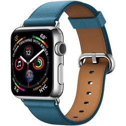 Mobigear Roma Bracelet Cuir Apple Watch Fermeture boucle ardillon - 49/46/45/44 mm - Bleu