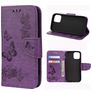 Mobigear Butterfly Housse iPhone 12 Etui Porte-Monnaie - Violet