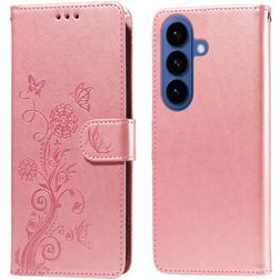 Mobigear Flowers Housse Samsung Galaxy S26 Etui Porte-Monnaie - Rose doré