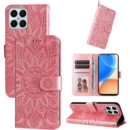 Mobigear Sunflower HONOR X8 Étui Portefeuille - Magenta