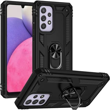 Mobigear Armor Ring Coque Samsung Galaxy A33 Coque arrière Rigide Anti-Chocs avec Anneau-Support - Noir