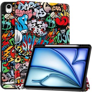 Mobigear Tri-Fold Coque iPad Air 13 Pouces (2024) Etui + Porte-crayon - Graffiti