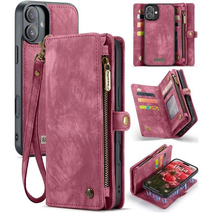 Caseme 008 Housse iPhone 16 Plus Etui avec Coque Détachable Porte-Monnaie - Rouge