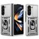 Mobigear Armor Ring Cam Slide Coque Samsung Galaxy Z Fold 7 Coque arrière Rigide Anti-Chocs avec Anneau-Support et Protecteur Lentilles - Argent