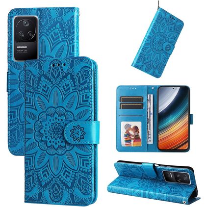 Mobigear Sunflower Housse POCO F4 Etui Porte-Monnaie - Bleu