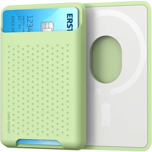 Mobigear Pocket - Porte Cartes en en Silicone - 2 Cartes - Compatible MagSafe - Vert