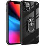 Mobigear Crystal Ring Coque iPhone 14 Pro Coque arrière Rigide avec Anneau-Support - Transparent / Noir