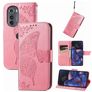 Mobigear Butterfly Housse Motorola Edge (2022) Etui Porte-Monnaie - Rose