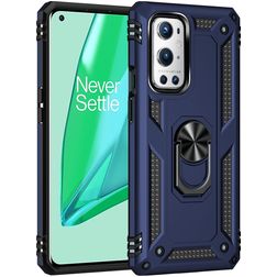 Mobigear Armor Ring Coque OnePlus 9 Pro Coque arrière Rigide Anti-Chocs avec Anneau-Support - Bleu