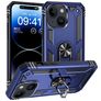 Mobigear Armor Ring Coque iPhone 15 Coque arrière Rigide Anti-Chocs avec Anneau-Support - Bleu
