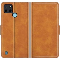 Mobigear Slim Magnet Housse Realme C25Y Etui Porte-Monnaie - Cognac