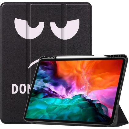 Mobigear Tri-Fold Gel iPad Pro 12,9 pouces (2021) TPU / Similicuir Étui + Porte-stylet - Do Not Touch