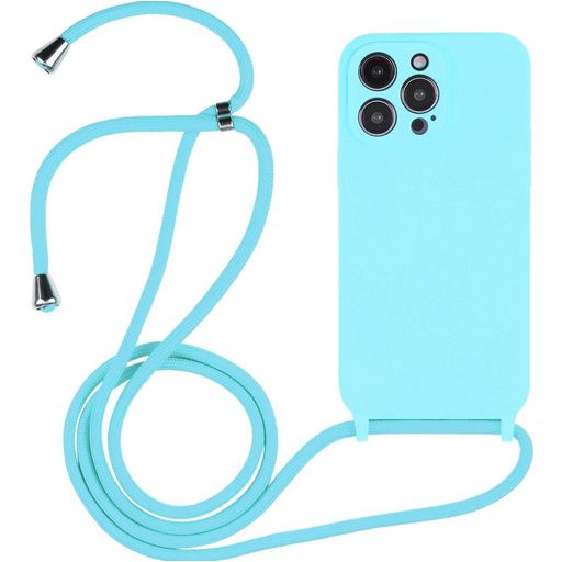 Mobigear Lanyard iPhone 14 Pro Coque avec cordon en Silicone - Bleu