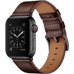 Mobigear Firenze Bracelet Cuir Apple Watch Fermeture boucle ardillon - 42/41/40/38 mm - Marron