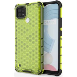 Mobigear Honeycomb Coque Realme C21 Coque arrière Rigide Anti-Chocs - Vert