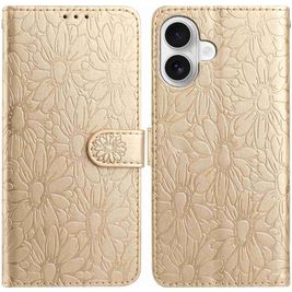 Mobigear Flowers Housse iPhone 17 Etui Porte-Monnaie - Or