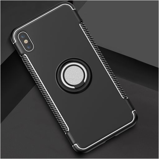 Mobigear Armor Ring Coque iPhone XS Max Coque arrière Rigide Anti-Chocs avec Anneau-Support - Noir